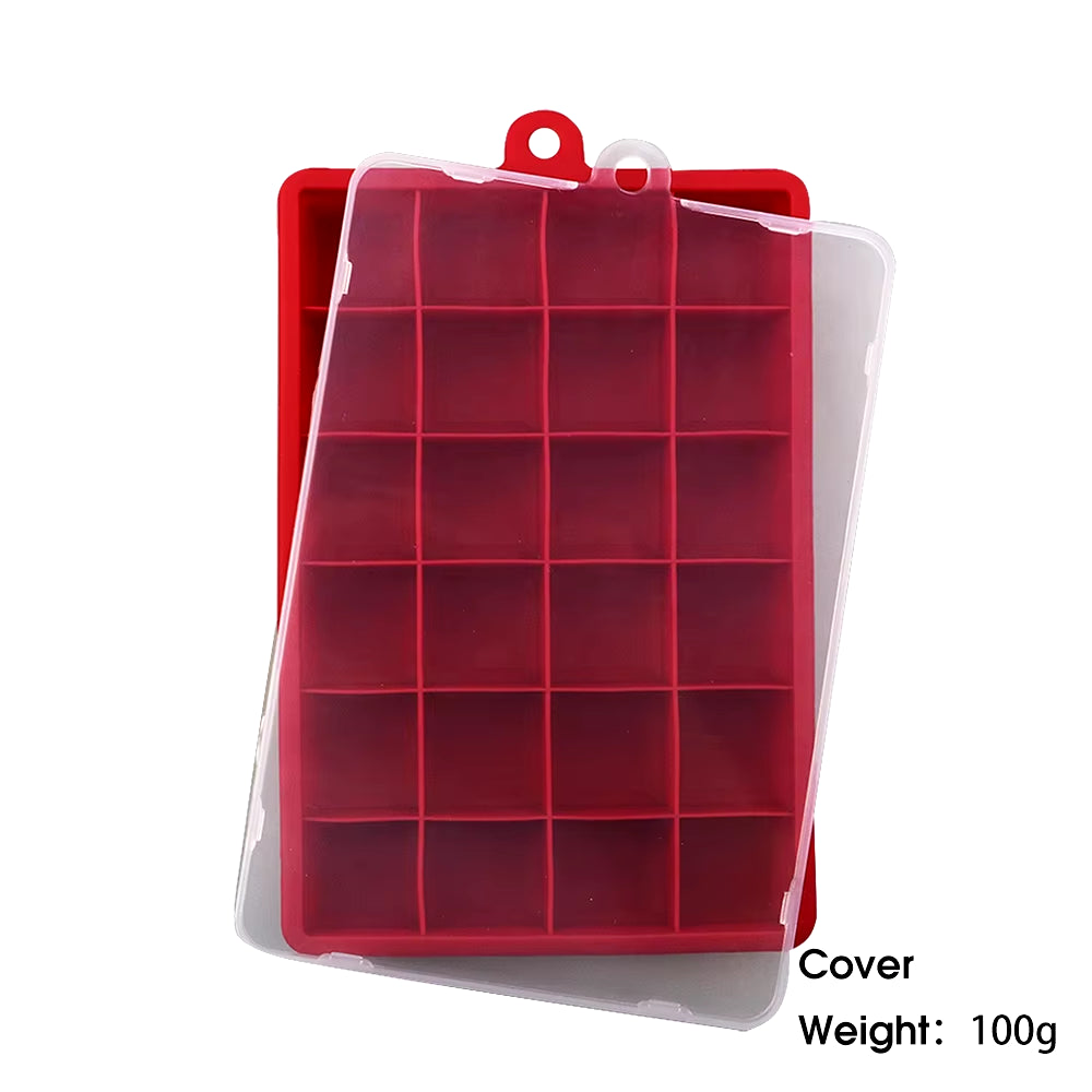 With Lid /No Lid 24-Hole Silicone Ice Tray Square Box Auxiliary Food Puree Cheese Jelly Mold Bar Kitchen Tool Cocktail Cube