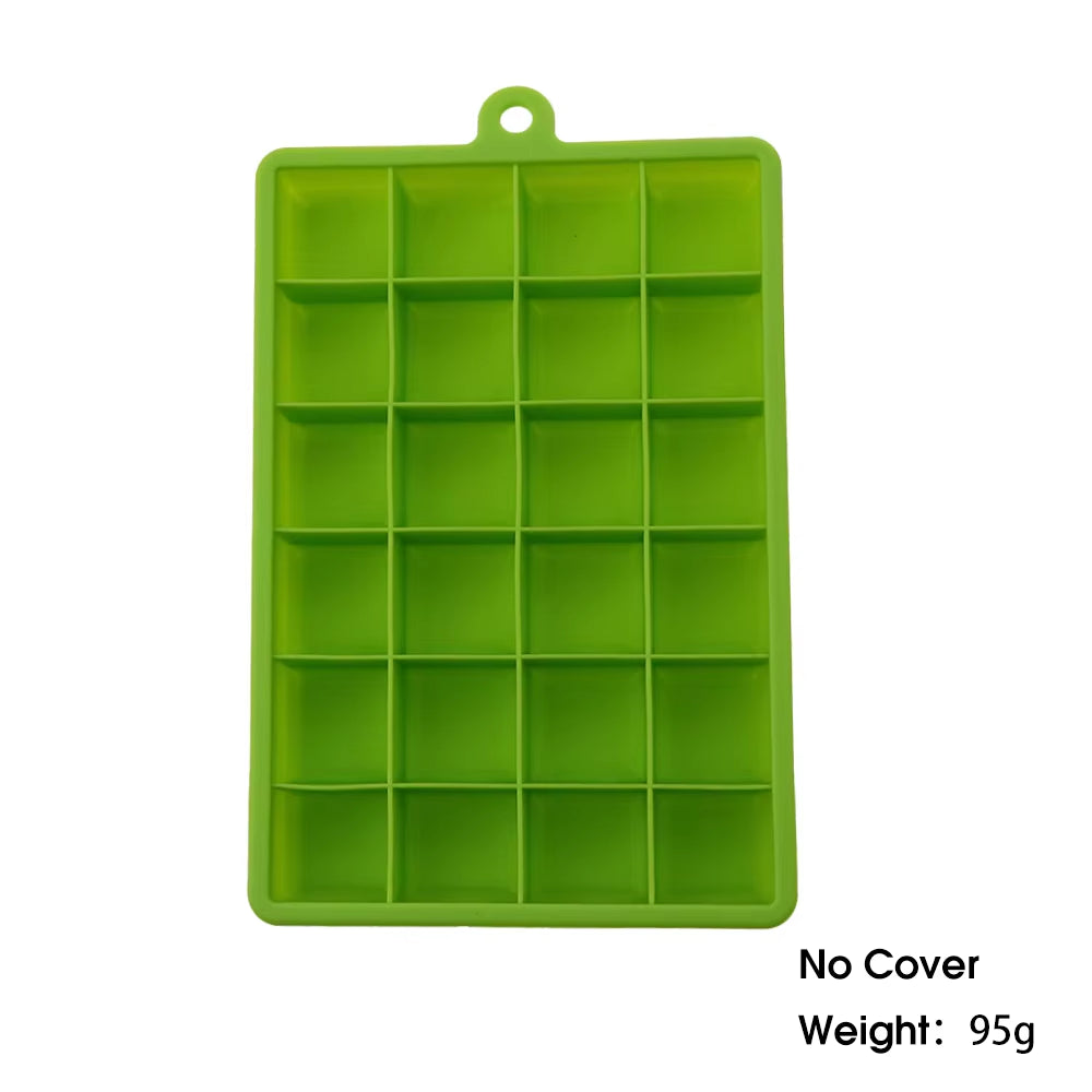 With Lid /No Lid 24-Hole Silicone Ice Tray Square Box Auxiliary Food Puree Cheese Jelly Mold Bar Kitchen Tool Cocktail Cube