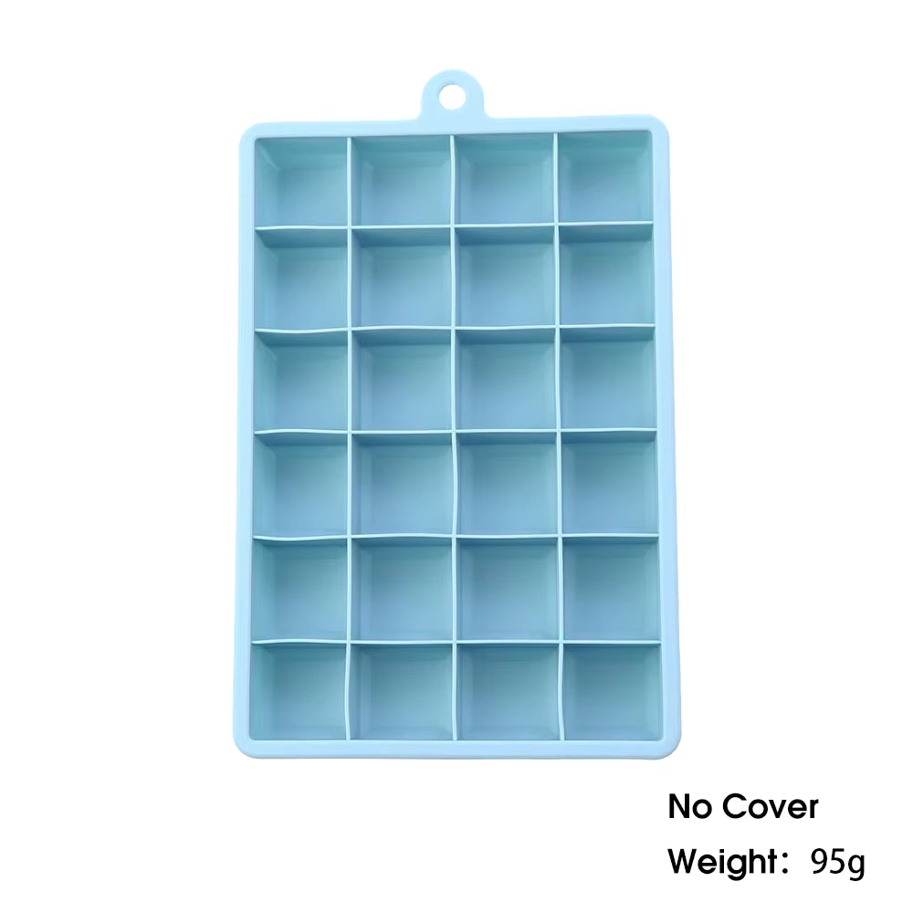 With Lid /No Lid 24-Hole Silicone Ice Tray Square Box Auxiliary Food Puree Cheese Jelly Mold Bar Kitchen Tool Cocktail Cube