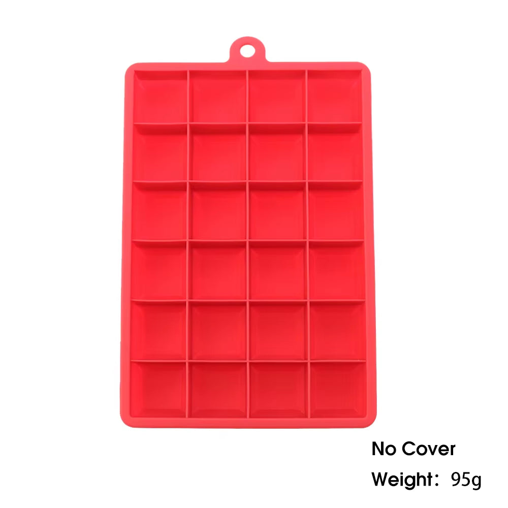 With Lid /No Lid 24-Hole Silicone Ice Tray Square Box Auxiliary Food Puree Cheese Jelly Mold Bar Kitchen Tool Cocktail Cube