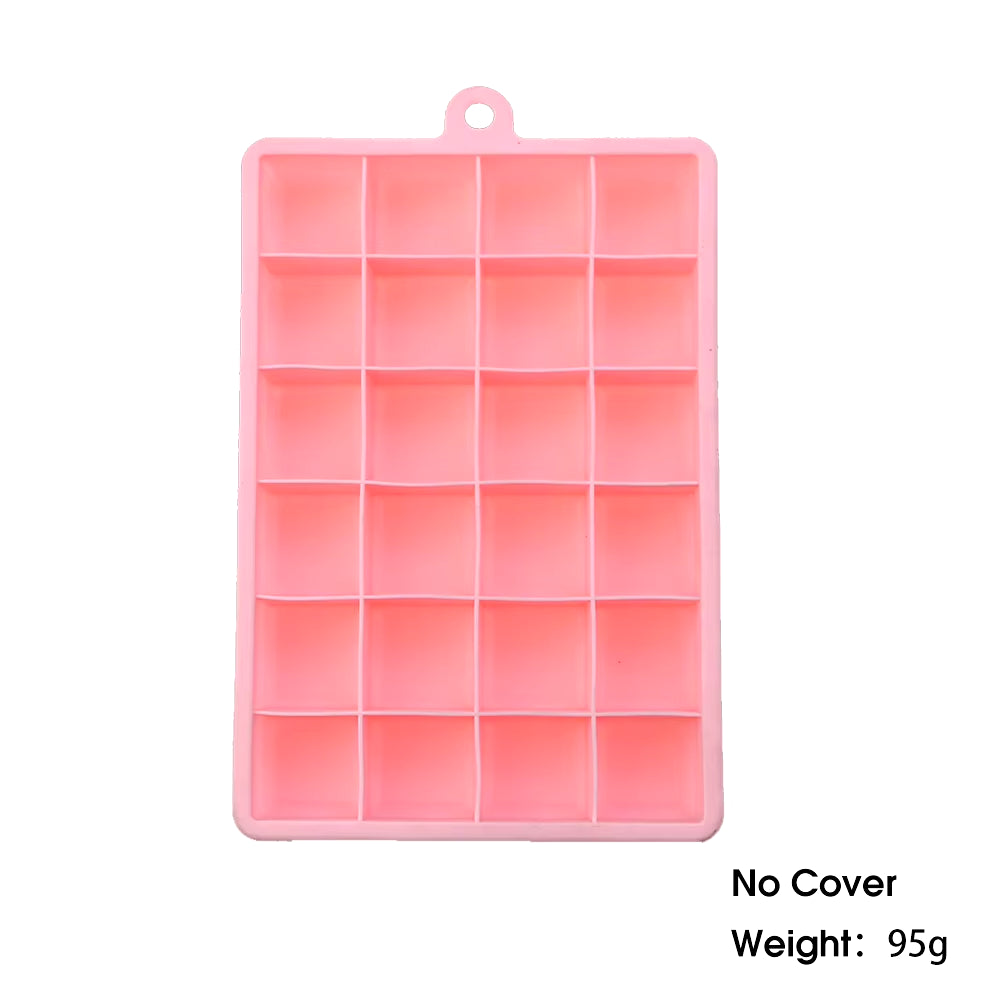 With Lid /No Lid 24-Hole Silicone Ice Tray Square Box Auxiliary Food Puree Cheese Jelly Mold Bar Kitchen Tool Cocktail Cube