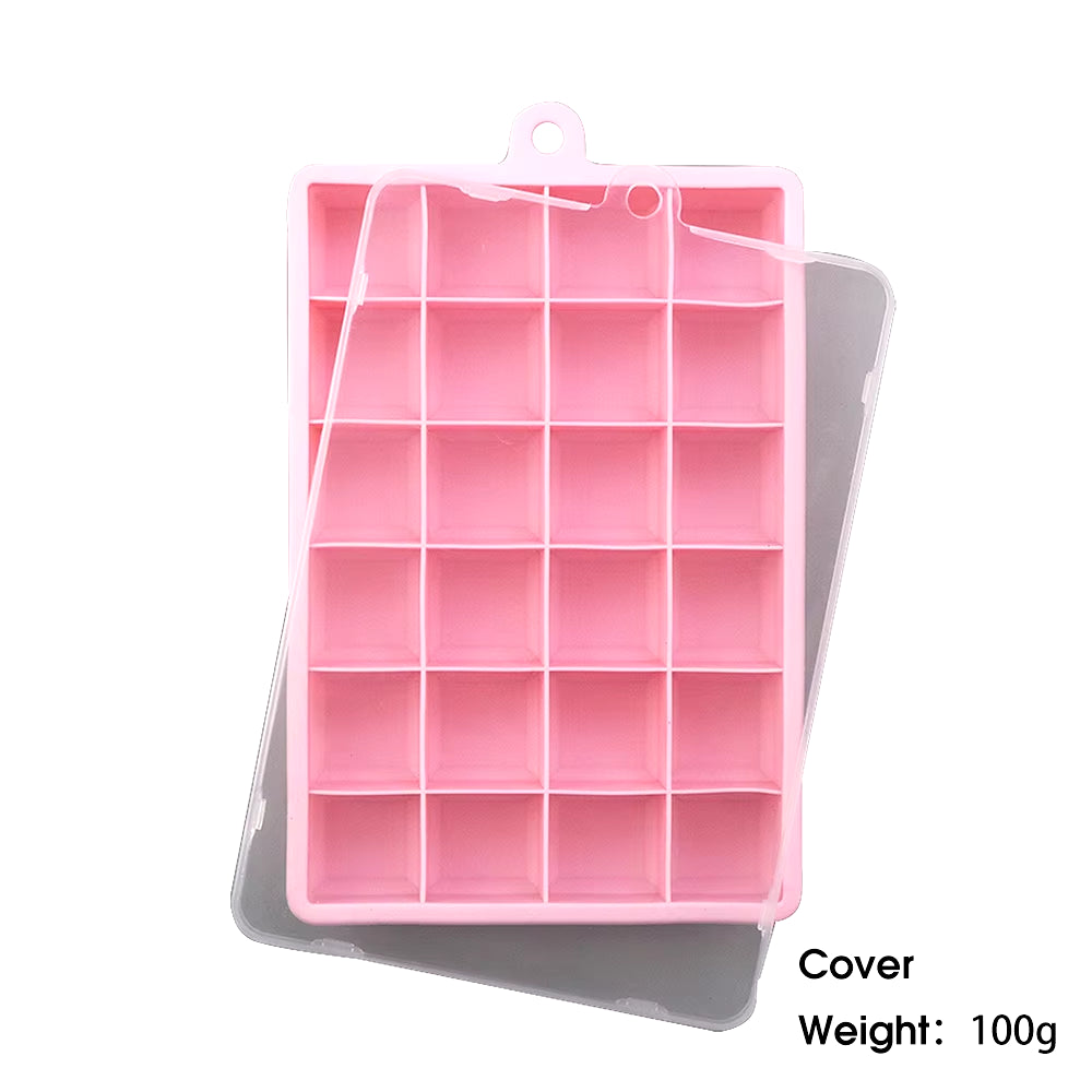 With Lid /No Lid 24-Hole Silicone Ice Tray Square Box Auxiliary Food Puree Cheese Jelly Mold Bar Kitchen Tool Cocktail Cube