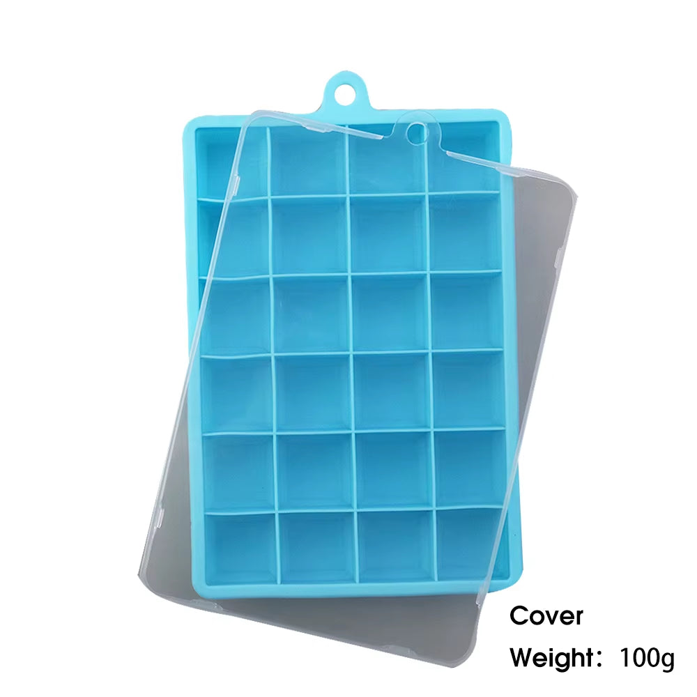 With Lid /No Lid 24-Hole Silicone Ice Tray Square Box Auxiliary Food Puree Cheese Jelly Mold Bar Kitchen Tool Cocktail Cube