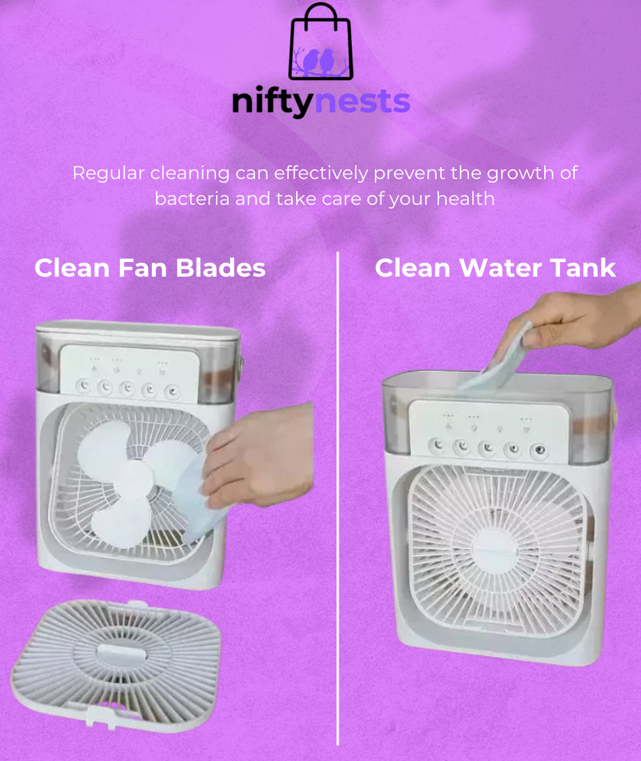 NiftyMist™ 5 in 1 Mini-Fan, Mist and Cooler