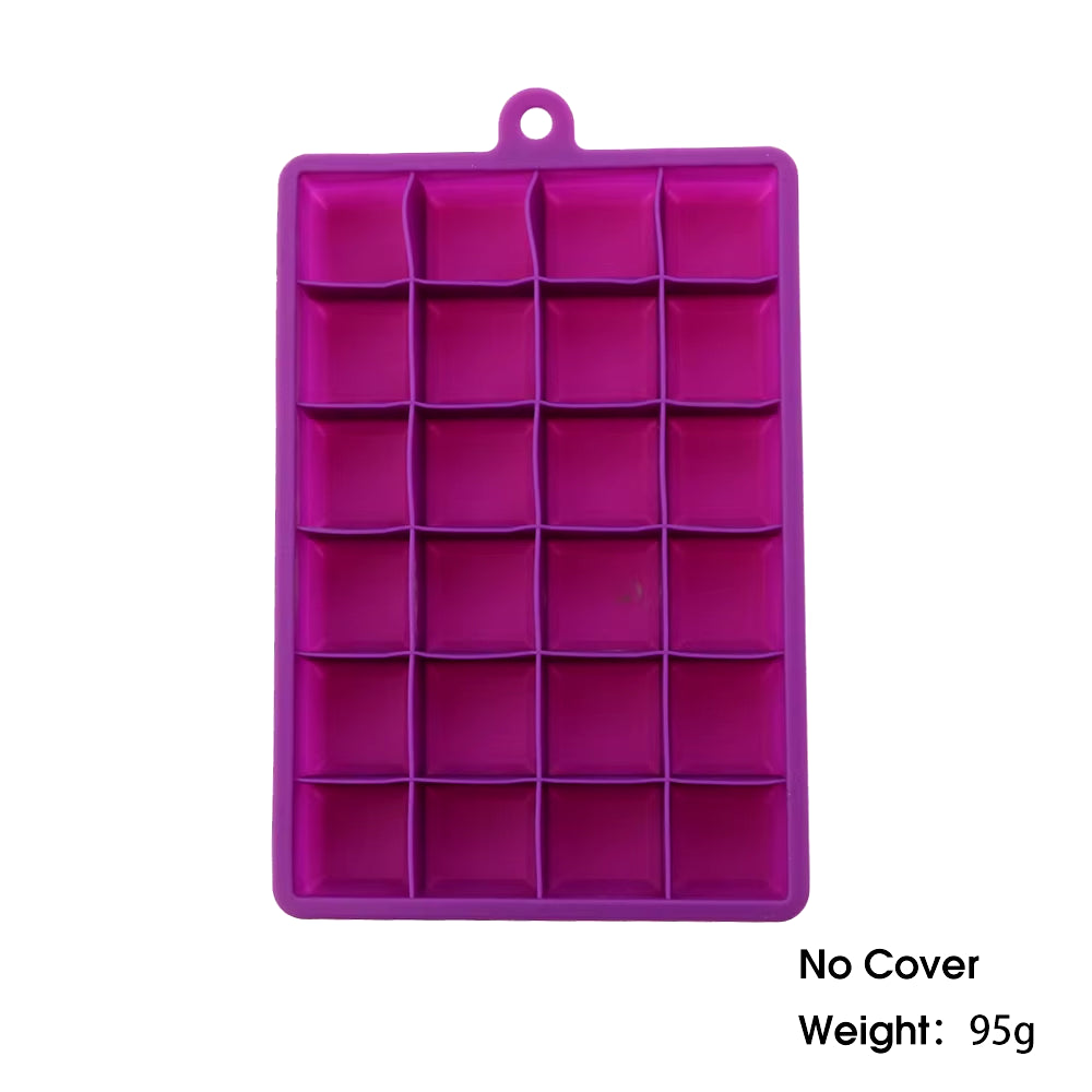 With Lid /No Lid 24-Hole Silicone Ice Tray Square Box Auxiliary Food Puree Cheese Jelly Mold Bar Kitchen Tool Cocktail Cube