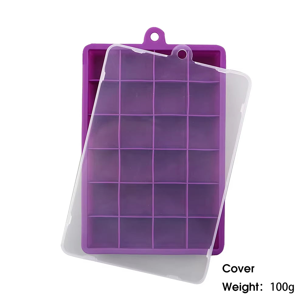 With Lid /No Lid 24-Hole Silicone Ice Tray Square Box Auxiliary Food Puree Cheese Jelly Mold Bar Kitchen Tool Cocktail Cube